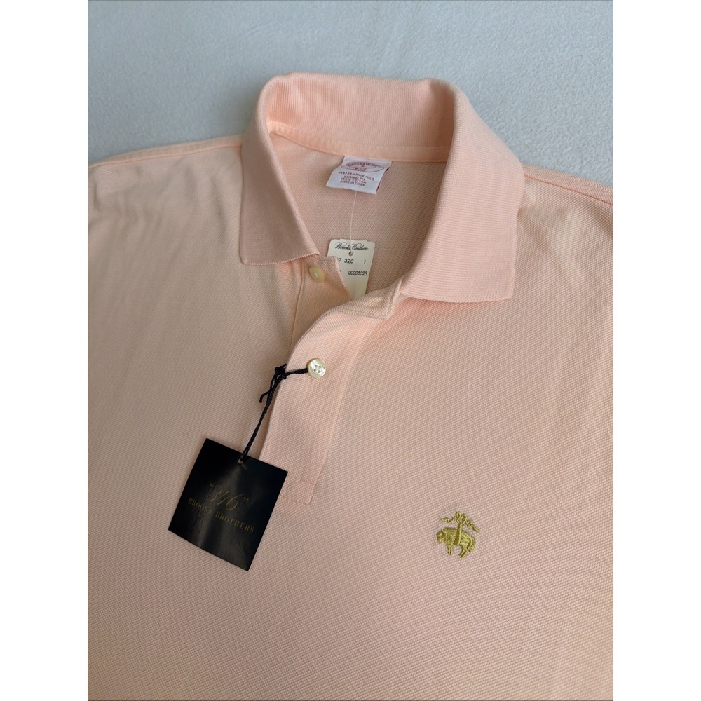 NEW Brooks Brothers Polo Shirt Mens S Golden Fleece Performance Pique Peach